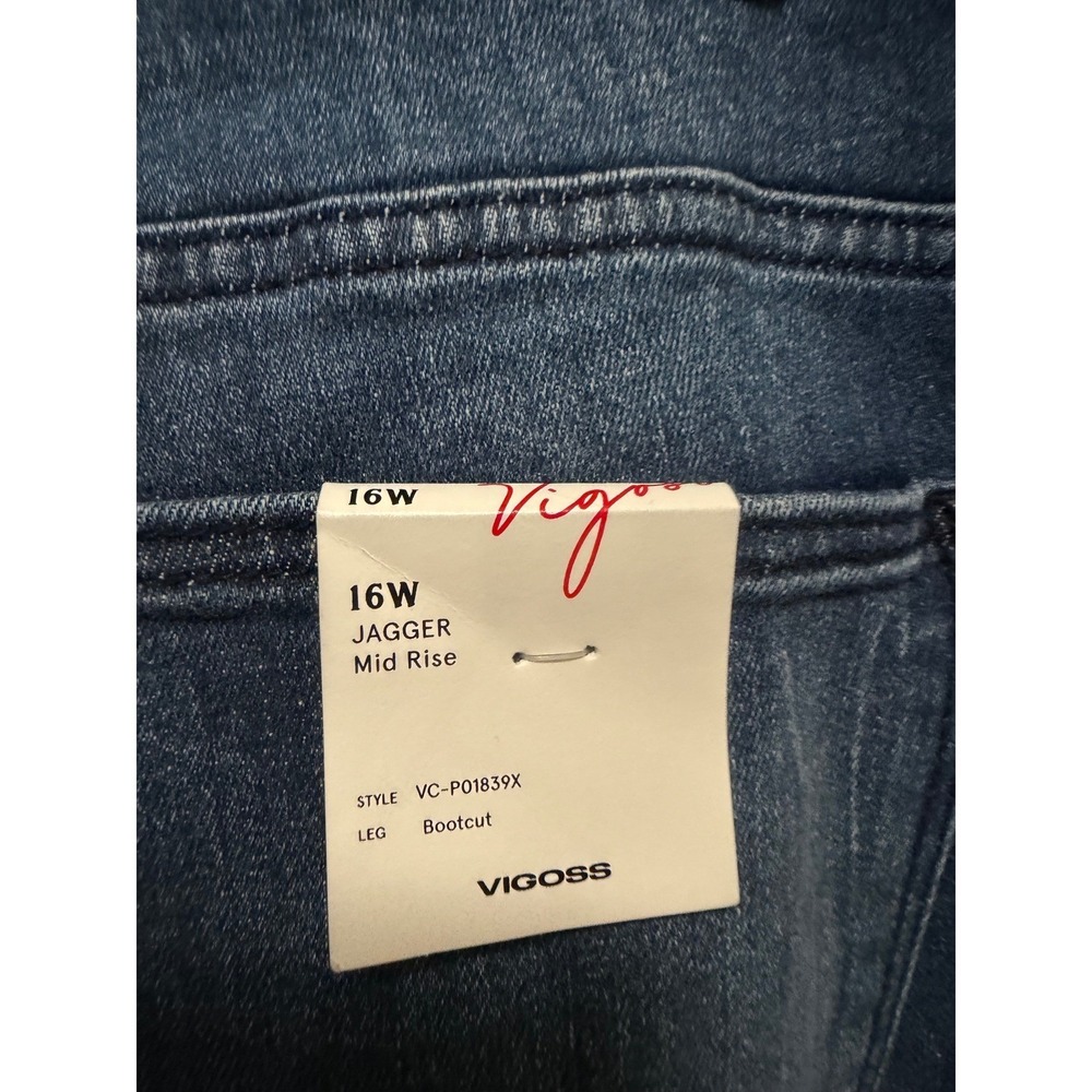 Vigoss Jagger Mid Rise Bootcut Jeans 16W Dark Wash Denim - Picture 4 of 7